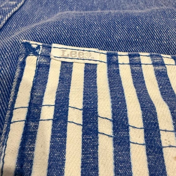 Vintage Lee Toddler 2T Railroad Stripe Denim Short Overalls – Made in USA - Picture 4 of 6